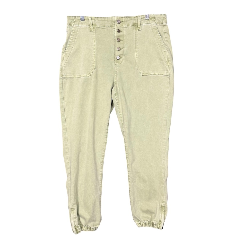 PAIGE Mayslie Jogger Womens 32 Sage Green Utility Button Fly Ankle Stretch Pants